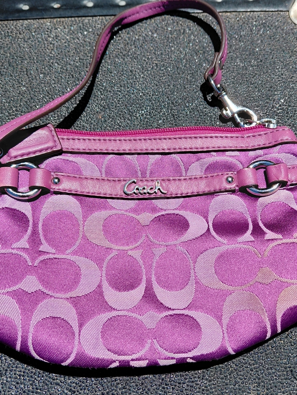 Coach Purple Signature Jacquard Wristlet